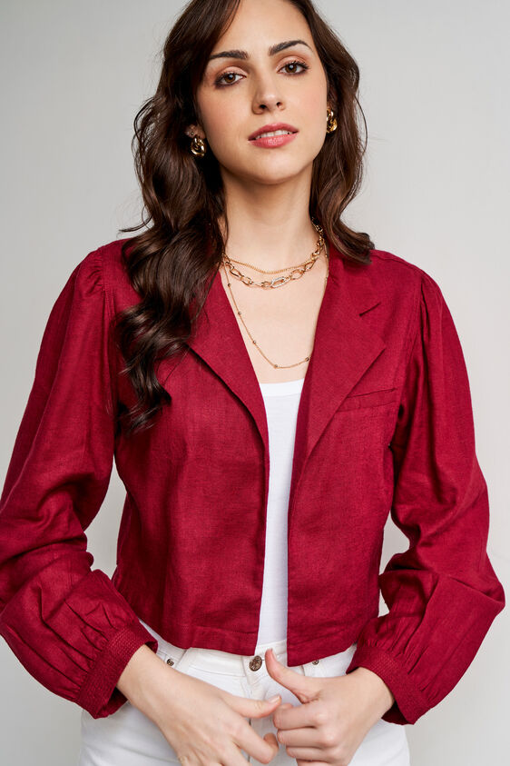 Red Solid Straight Jacket, Red, image 3